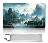 MTG Playmat Jeu de société + sac étanche libre, bords cousus, amateurs de cartes TCG Playmat Tapis de jeu MTG avec zones (Playmat d'origine) (avec zone, territoire non clair)