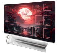 MTG Tapis de jeu Taille 61 x 35,6 cm, sacs de rangement gratuits, dos antidérapant, idéal pour les amateurs de cartes, tapis de jeu TCG (avec zone, Blood Moon Secrets)
