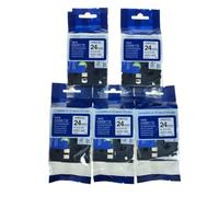 MTGUIWF 5pcs Black on White Label Tape Fonctionne avec TZ TZ TZE 251 TZE-251 24 mm Maker Compatible Maker Dropshipping