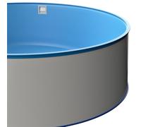 MTH Piscine ronde à paroi en acier Ø 5,00 x 1,20 m, paroi en acier 0,6 mm, avec rails de sol et main courante, housse intérieure de 0,6 mm en bleu, qualité supérieure, fabriquée en Allemagne