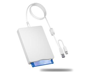 MthsTec Lecteur de disquette USB externe 3,5" USB et Type-C - Lecteur de disquette externe portable 1,44 Mo Plug and Play FDD pour PC Windows XP 7 8 10 11 (blanc)