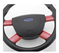 Mthxzy Voiture for Ford, for Focus 2 MK2 2005-2014, Patch de Volant décoratif Couverture Brillante Autocollant pour garniture de roue d'habitacle de(Carbon fiber red)