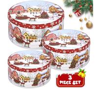 MTINRNI Boîtes à Biscuits de Noël,3PCS Ensemble de Boite à Biscuits Metal,Boite Biscuit avec Couvre,Boite a Biscuit Noel,Bonbonnière Set,pour Pâtisseries,Collations et Cadeaux.