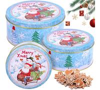 MTINRNI Boîtes à Biscuits de Noël,3PCS Ensemble de Boite à Biscuits Metal,Boite Biscuit avec Couvre,Boite a Biscuit Noel,Bonbonnière Set,pour Pâtisseries,Collations et Cadeaux.