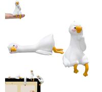 Mtjbfv 2/4 PCS Mini Resin Goose Figurine, Tiny Cute Goose Statues for Office Desk,3D Craft Tiny Animal Figurine, Funny Monitor Decor,for Office Desk, Car Dashboard, Indoor Festival Decor-A||2PCS