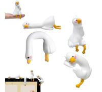 Mtjbfv 2/4 PCS Mini Resin Goose Figurine, Tiny Cute Goose Statues for Office Desk,3D Craft Tiny Animal Figurine, Funny Monitor Decor,for Office Desk, Car Dashboard, Indoor Festival Decor-A||4PCS
