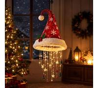 Mtjbfv Lighted Santa Hat Hanging Chandelier,Glowing Santa Hat Chandelier(A) | lustre suspendu en forme de bonnet de père noël lumineux,hanging santa hat chandelier led lights christmas