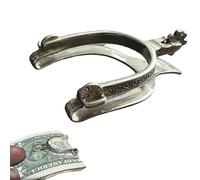 Mtjbfv Vintage Western Spur Silver Money Clip,Rare Vintage Western Spur Silver Money Clip,Creative Metal Spur Cash Holder with Carved Decoration,Bill Holder Cash Clip,Unique Horse Lovers Gift-A