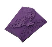 MTKSFDC Carte Mariage Lot de 10 cartes d'invitation de mariage avec papillons, cartes d'anniversaire avec fleurs, invitations for débuts de fille, cartes de vœux creuses découpées au laser(Purple)