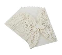 MTKSFDC Carte Mariage Lot de 10 cartes d'invitation de mariage avec papillons, cartes d'anniversaire avec fleurs, invitations for débuts de fille, cartes de vœux creuses découpées au laser(White)