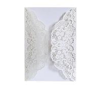 MTKSFDC Carte Mariage Lot de 25 ou 50 cartes d'invitation de mariage découpées au laser, avec dentelle et fleurs, for anniversaire, mariage, fête prénuptiale, décoration(White,50pcs)