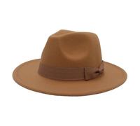 MTKSFDC Chapeau Femme Chapeau Fedora À Large Bord for Femme, Couleur Unie, Style Jazz, Idéal for Une Fête De Mariage Ou Une Église, Collection Automne-Hiver(Camel,59-61cm)