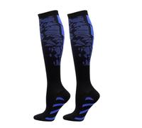 MTKSFDC Chaussette De Contention Homme Lot de 2 Paires de Chaussettes de Compression 20-30 mmHg for Homme et Femme, Chaussettes de Sport for Marathon, Cyclisme, Football, Varices(Blue,L-XL)