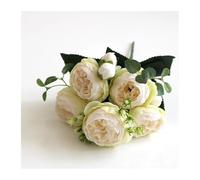 MTKSFDC Fleur Artificielle Bouquet de pivoines en Soie, 1 lot, Accessoires de décoration for la Maison, fête de Mariage, Scrapbook, Fausses Plantes, Pompons, Roses artificielles, Bricolage(Beige)