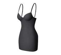 MTKSFDC Fond De Robe Invisible Robe Gainante for Femme, Body, Lingerie, Corset, avec Soutien-Gorge intégré, Lisse et sans Coutures(Black,M)