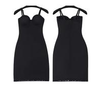 MTKSFDC Fond De Robe Invisible Robe Moulante à Bretelles Spaghetti for Femme, Amincissante, Longue, avec Ourlet antidérapant, Push-up, Moulante et Moulante, avec Bonnets à Armatures, Noire(M)