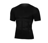MTKSFDC Hommes Compression T Shirt de Sport T-Shirt tonifiant for Hommes, Chemises de gynécomastie, correcteur de Posture, sous-vêtement Amincissant for Le Ventre(Black,S)