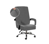 MTKSFDC Housse De Chaise De Bureau Housse De Chaise De Bureau en Velours Épais, Élastique, Pivotante, Extensible, avec Gants D'accoudoir, 3 Pièces/Ensemble(Velvet-Grey,XL)