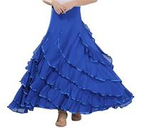 MTKSFDC Jupe Flamenco Femme 720 Costume de Danse Flamenco Jupe Robe Longue de Salon Dames Valse Moderne Standard Tango Tenues de Danse Robe de Performance(Blue)