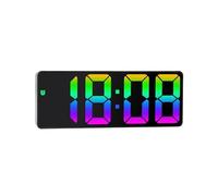 MTKSFDC Petite Horloge NuméRique Réveil numérique Miroir LED, 12/24 Heures, luminosité réglable, Grand écran coloré, horloges de Bureau, décoration de Bureau for Chambre à Coucher(Black Shell C)