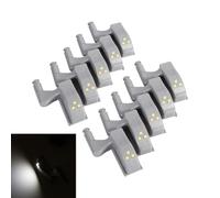 Mtlavishness 10 Pack Armoire Placard Placard Armoire à lèvres à LED Capteur de lumière Chaude Blanc 3 Perles LED ABS Gray 8x5x5cm Batterie opérationnelle Éclairage de Cuisine à la (Lumière Blanche)