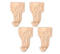 Mtlavishness 4pcs Cabinet Legs Carved Table Foot Furniture Leg Sofa Feet European Style 12x6cm Exquisite Wood Carving Design for Home Decor (10 * 5cm)