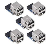 Mtlavishness 5pcs USB20 Connecteur de Carte mère 9pin 10pin en-tête vers 2 USB20 A Adaptateur de Port Type A Signal à Grande Vitesse High Speed Signal Espacement Standard (Type A)