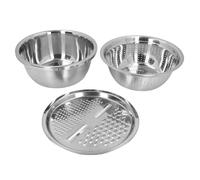 Mtlavishness Bassin à râpe en acier inoxydable 3 en 1, passoire avec panier de vidange, légumes, râpe de cuisine, bol à salade, bol de lavage de fruits et légumes, ensemble de