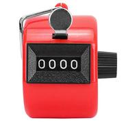 Mtlavishness Berm Compteur Manuel à 4 Chiffres avec Bouton en Plastique pour réinitialiser l'outil de comptage Portable avec Crochet Rouge