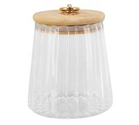Mtlavishness Boîte à thé en verre transparent de 580 ml avec couvercle hermétique en bambou, idéale pour la conservation des aliments sur le plan de travail de la cuisine.