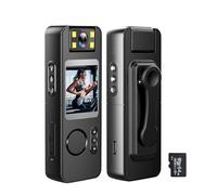 Mtlavishness Caméra Corporelle Portable 1080P Enregistrement Vidéo Double Voix LED Remplissage Batterie 1000mAh Carte TF 64Go Clip Arrière pour Forces De L Ordre Livraisons Voyages Sports Plein