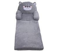 Mtlavishness Canapé pour Enfants Style Chien Gris Dessin animé Pliable avec poignée Large, Doux et Respirant, Chaise pour Tout-Petits pour Lire, Dormir et se détendre (3 Couches)