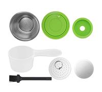 Mtlavishness Capsule de café rechargeable en acier inoxydable, dosette de café réutilisable haute température pour la maison blanc, acier inoxydable et silicone, 40 ml, env.100 g (Verte)