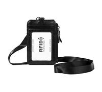 Mtlavishness Card Holder RFID Blocking ID Badge Bowhide Portefeuille avec Un Motif Litchi Classique Confortable et Une Fonction Anti-vol pour Une Couleur Noire à Usage Quotidien
