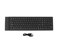 Mtlavishness Clavier en silicone entièrement étanche, design pliable, sourdine, 108 touches pour bureau, voyage (noir)