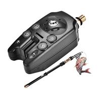 Mtlavishness Détecteur d'alarme de Touche de pêche avec bâton Lumineux LED Indicateur d'alerte sonore électronique Sensibilité et Volume réglables Batterie Rechargeable Longue (Noire)