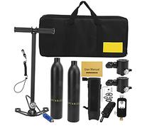 Mtlavishness DIDEEP Reniflard de Bouteille d'oxygène de plongée de 0,5 L pour la plongée avec 2 Bouteilles et 2 valves respiratoires Cylindre Jaune avec Sac de Rangement Jaune (Bouteille d'oxygène