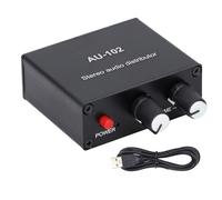 Mtlavishness Distributeur de Son Actif 2 Voies 1 entrée 2 Sorties Mini Petit ampli avec Interface 3,5 mm, contrôle du Volume indépendant, Alimentation DC5 V, Corps en Alliage
