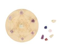 Mtlavishness Ensemble de Planches de Divination en Grille de Cristal colorée avec Pierre de Cristal de Chakras pour la méditation et Le Sommeil (A05)