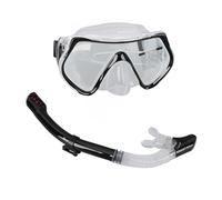 Mtlavishness Ensemble Lunettes de plongée et Tuba Verre en Silicone Ultra Transparent pour la Natation Équipement de plongée Confortable avec Conception respiratoire Scientifique (Noir Blanc)