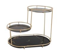 Mtlavishness Étagère de Maquillage Moderne en Fer et Verre pour comptoir de Salle de Bain, Rangement de cosmétiques, Soins de la Peau, Finition Blanche (Base Noire)