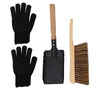 Mtlavishness Fireplace Brush Ensemble avec des Gants en Silicone idéal pour Le Foyer à la Maison Strong Carbon Steel Pine Points et PP Bristle Bross Environ 471 g Poids