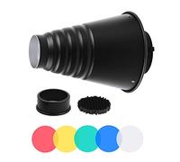 Mtlavishness Grand snoot Conique en métal avec Grille en nid d'abeille et 5 filtres de Couleur en Alliage d'aluminium Idéal pour Stroboscope de Studio à Monture Bowens Monolight