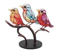 Mtlavishness Hummingbird Branch Ornements vibrants acryliques décor de Bureau Statues d'oiseau réaliste pour Les décorations de Bureau à Domicile 2 Pack (3 Vögel in Die gleiche Richtung)