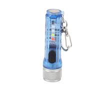 Mtlavishness Keychain Lampe de poche super lumineuse à LED super lumineuse idéale pour les activités de plein air telles que la randonnée en camping et la pêche USB rechargeable (Bleu)