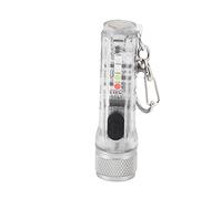 Mtlavishness Keychain Lampe de poche super lumineuse à LED super lumineuse idéale pour les activités de plein air telles que la randonnée en camping et la pêche USB rechargeable (Transparent)