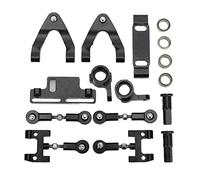 Mtlavishness Kit d'accessoires métalliques RC en Aluminium pour Voiture RC WPL D12 : Bras de Suspension supérieur et inférieur, coupelle de Direction, Adaptateur Hexagonal, (Noire)