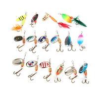 Mtlavishness Kit de leurres de pêche à Paillettes, 16 appâts artificiels 3,5 g 5,5 g leurres durs avec hameçons triples, Corps aux Couleurs Vives pour la pêche au Bar et à la