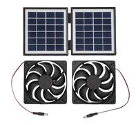 Mtlavishness Kit de Ventilateur d'extraction Solaire résistant à la Pluie 2 x 5 W avec Panneau Solaire Pliable de 10 W pour Caravane extérieure, Maison pour Animaux domestiques, (Noire)