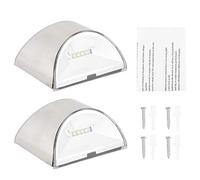 Mtlavishness Lights de sécurité de clôture solaire en acier inoxydable Ultra Bright quatre lumières LED rechargeables par des panneaux solaires polysilicon avancés légers